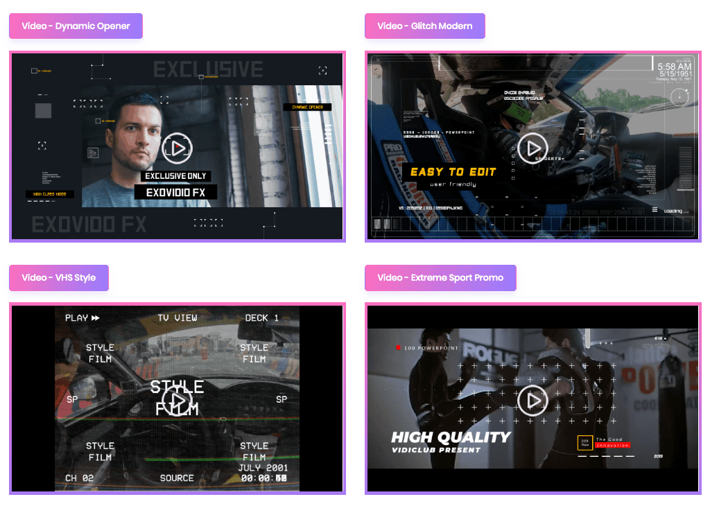 Exovidio FX Animation Video Templates