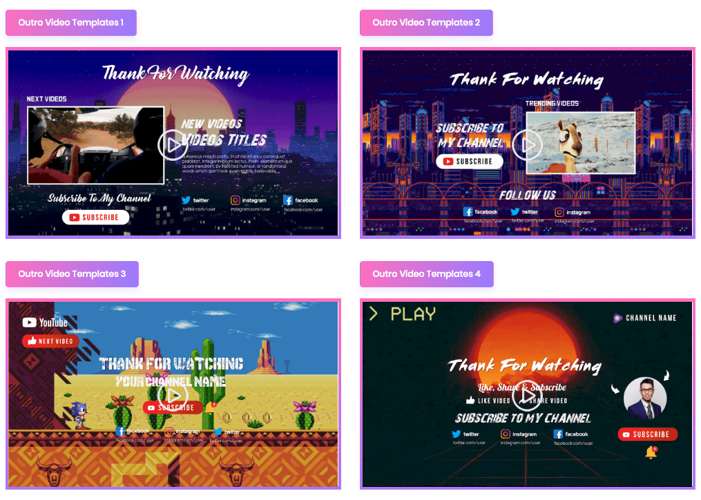 exovidio fx end screen outro video templates