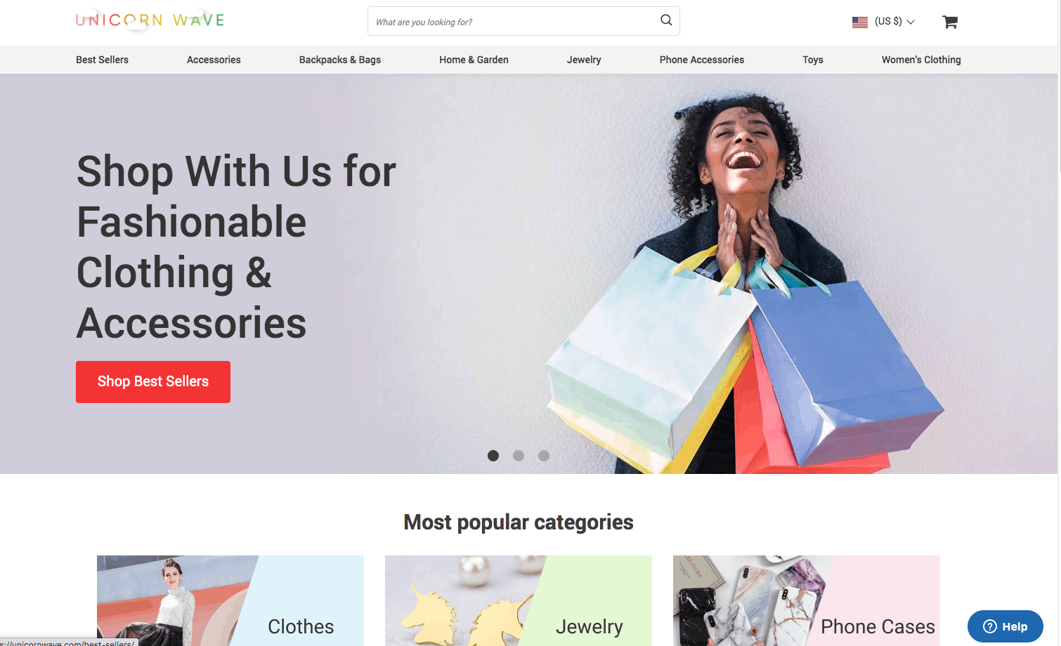 UnicornWave Alidropship example store