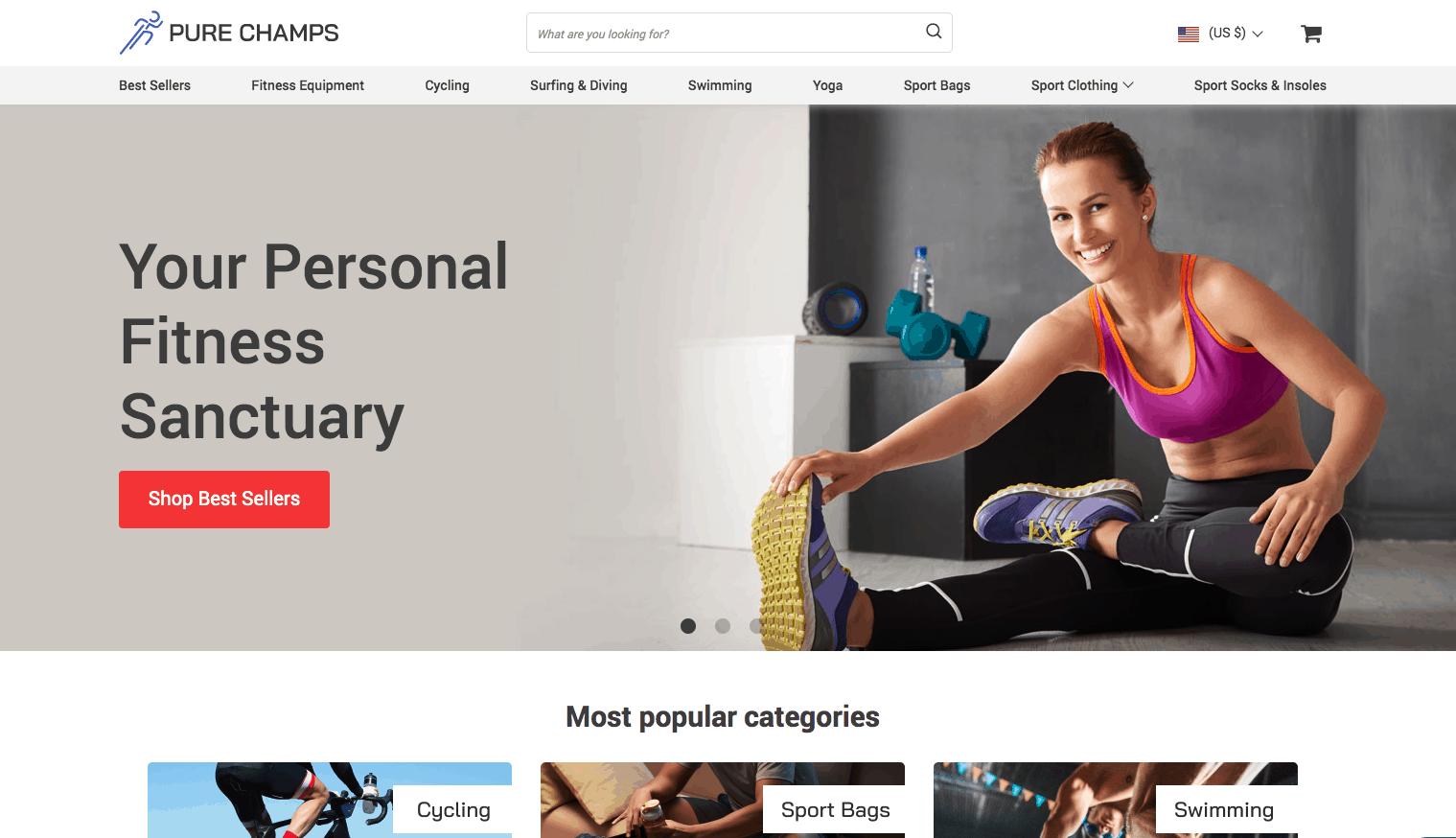 Pure Champs - Site example using AliDropship