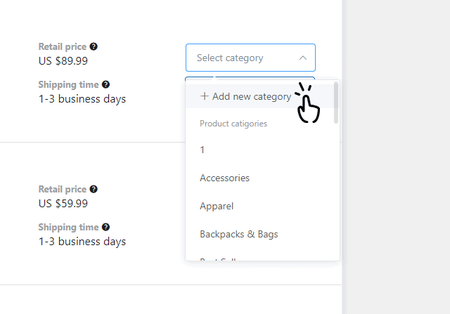 Adding product categories