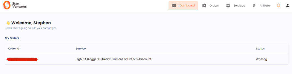 stan ventures dashboard